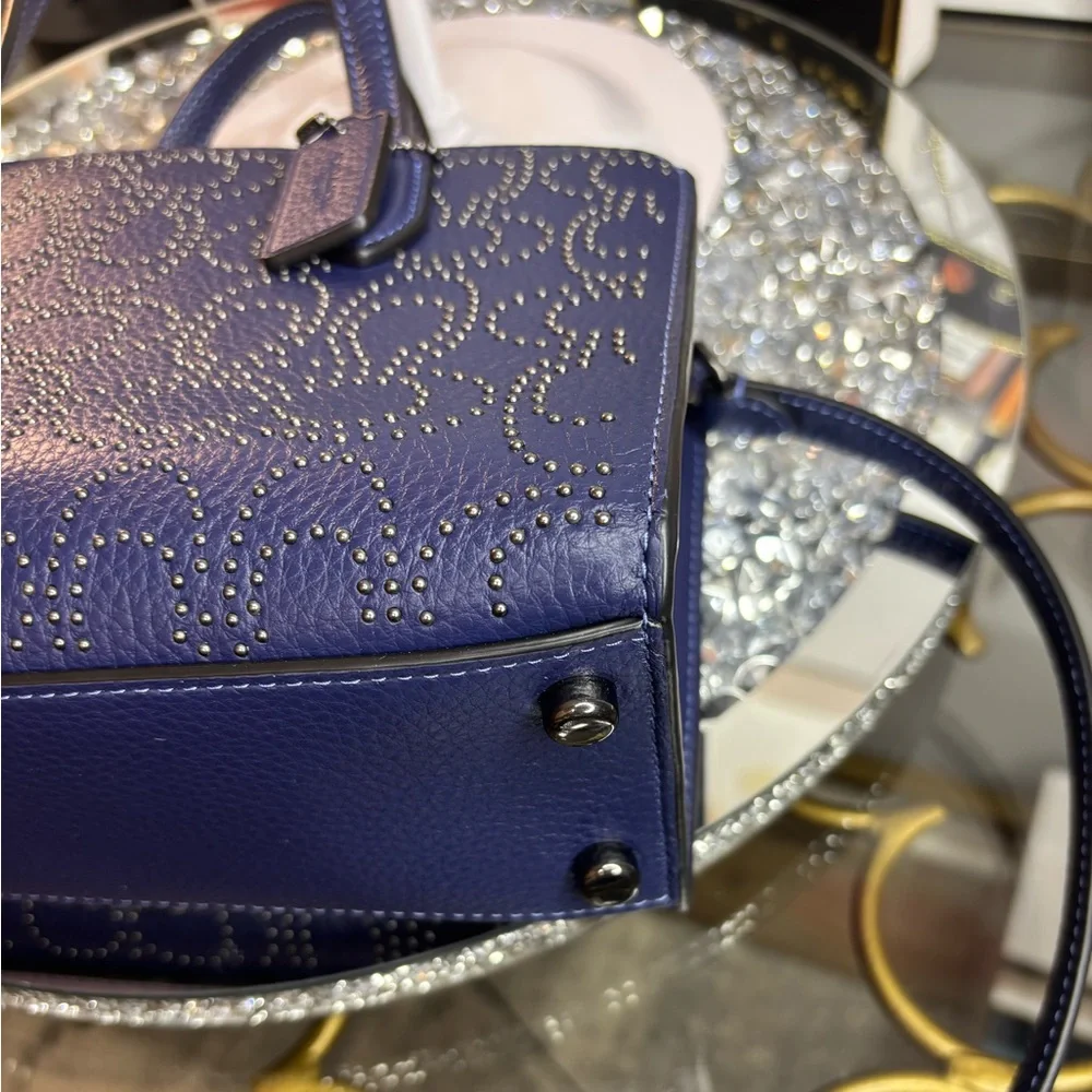 Coach Blue Textured Crossbody Bag with Adjustable Strap - Picture 13 of 15